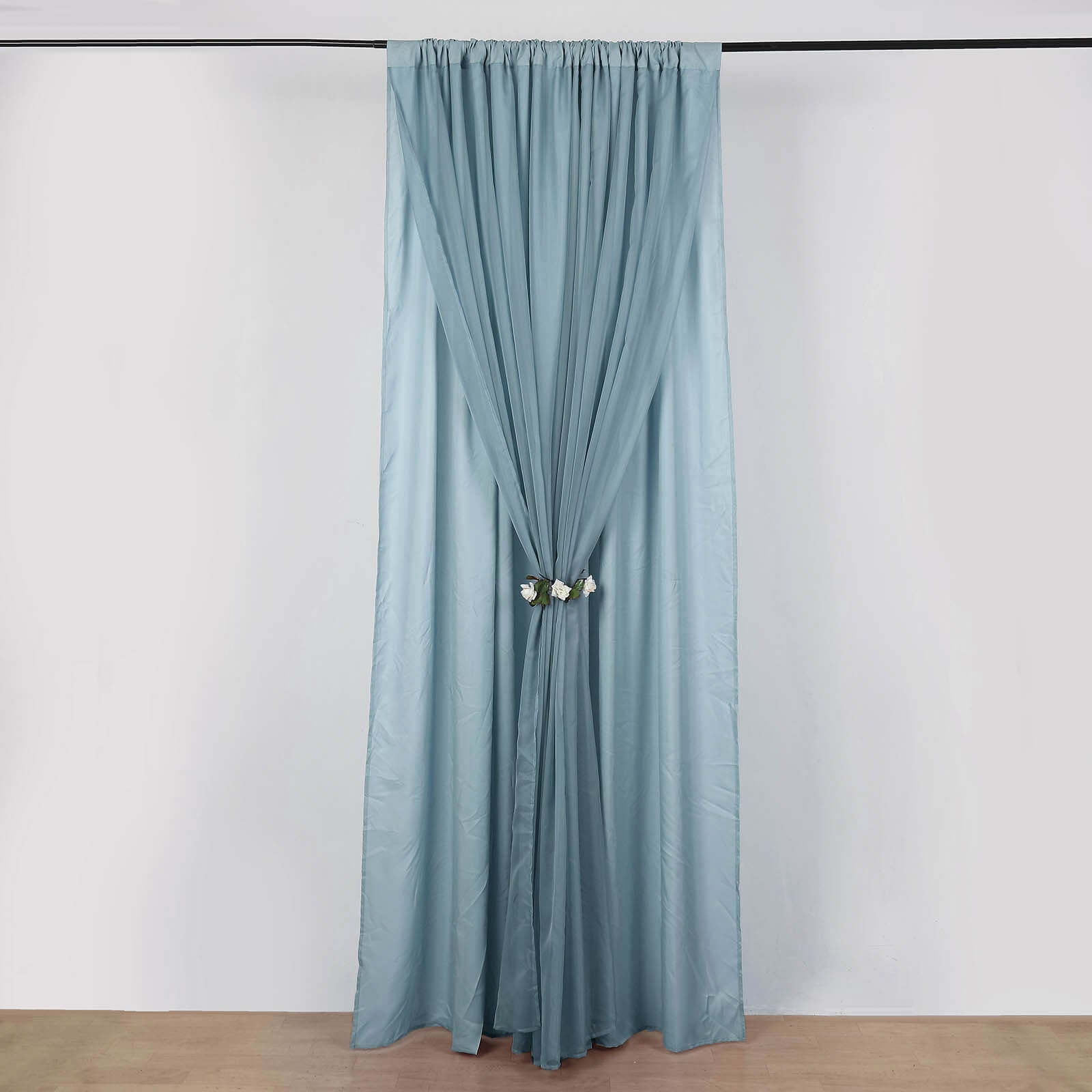 10ftx10ft Dusty Blue Dual - Layer Chiffon Polyester Event Curtain Drapes with Rod Pockets