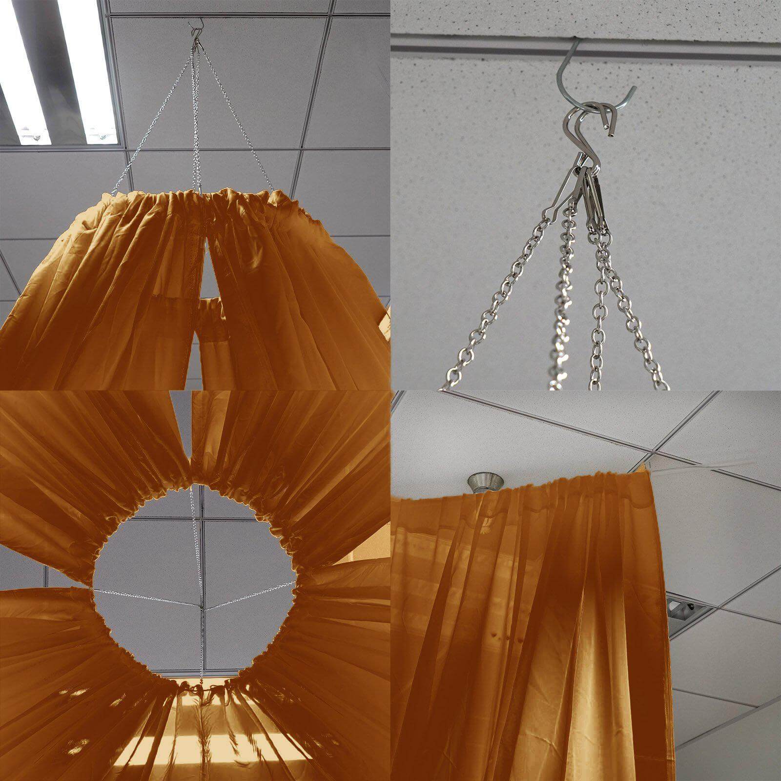 Get Durable 10ft x 30ft Gold Flame - Resistant Ceiling Drape Panels