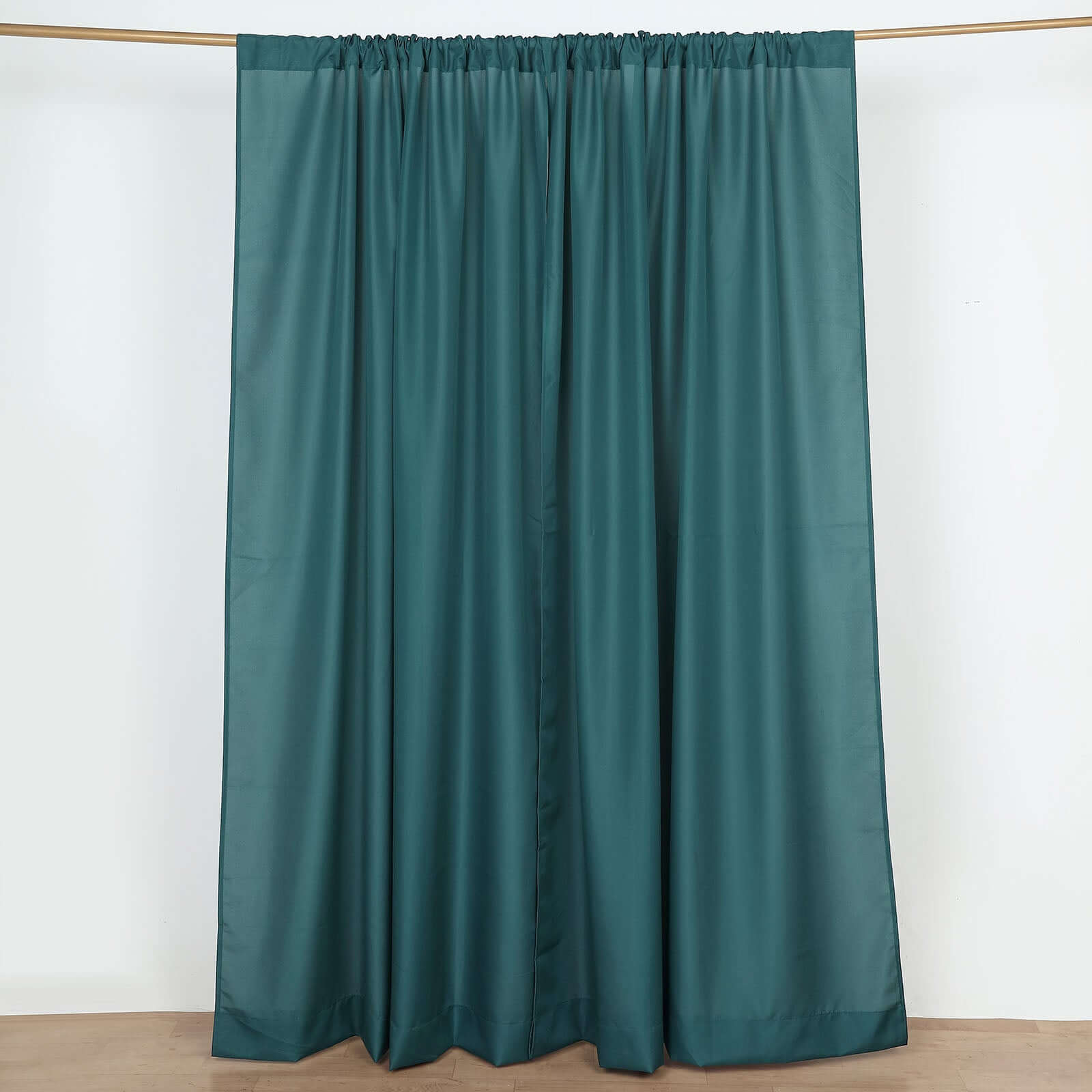 2-Pack 10ftx8ft Peacock Teal Polyester Event Drapes with Rod Pockets, 130 GSM