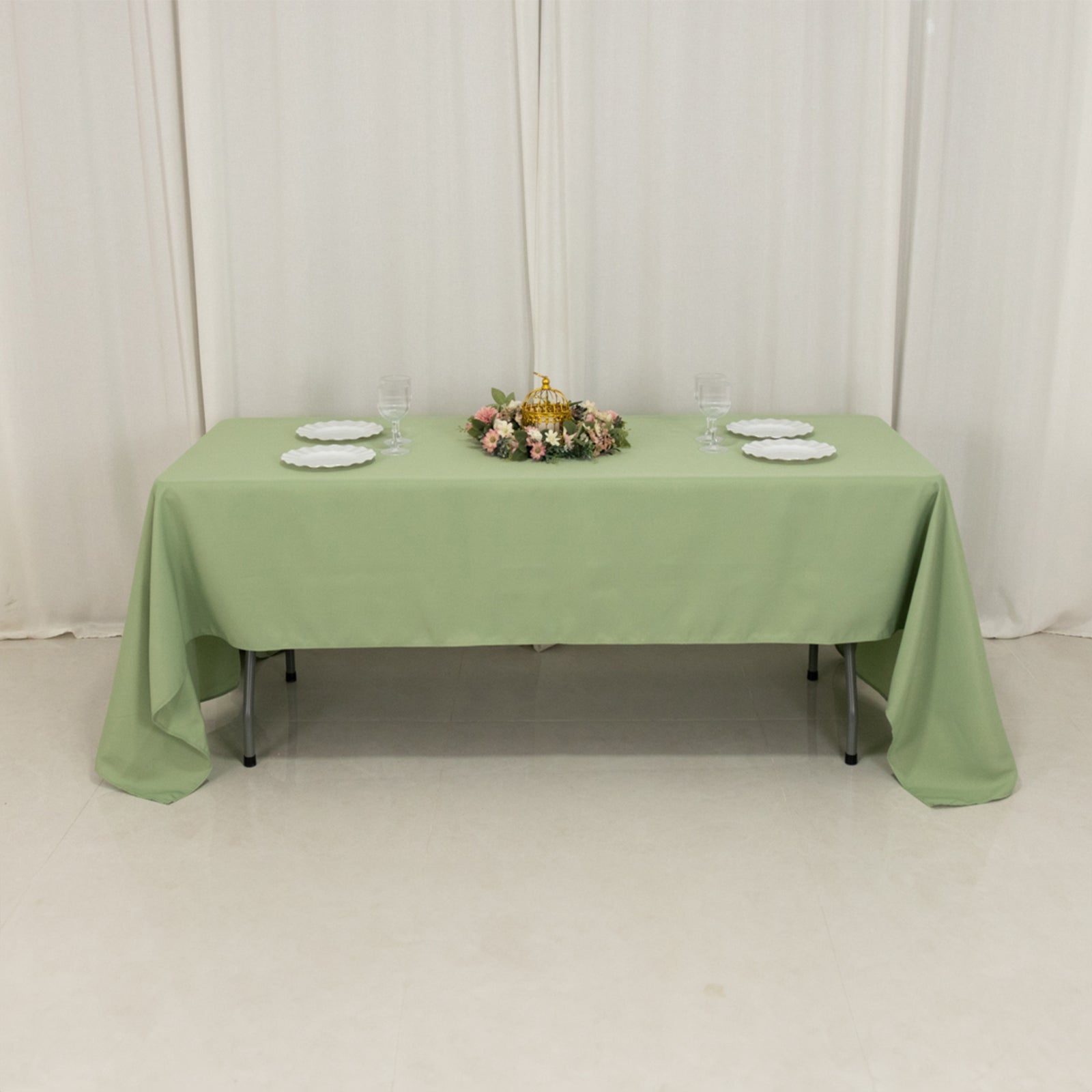 Hot! Sage Green 60x126 Polyester Rectangle Tablecloth - 220GSM Stain-Resistant