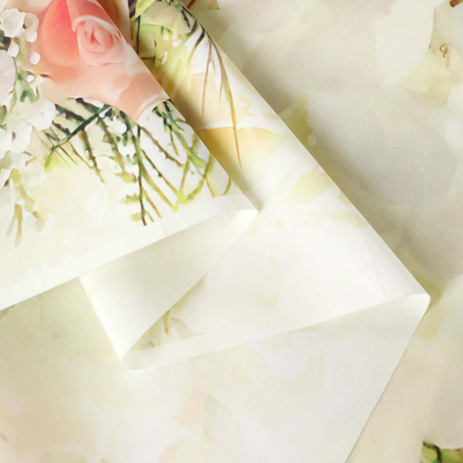 8ft x 8ft Lightweight Vinyl Photography Backdrop with White Rose and Floral Print