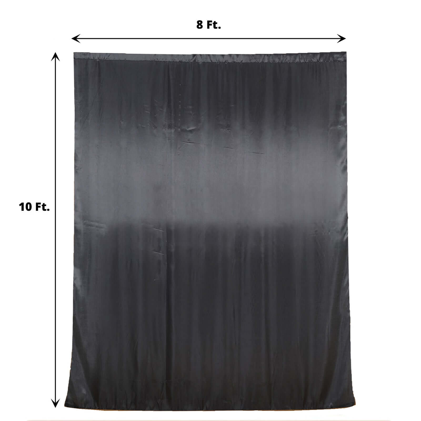 10ft x 8ft Black Satin Seamless Event Drapes for Backdrop Panels