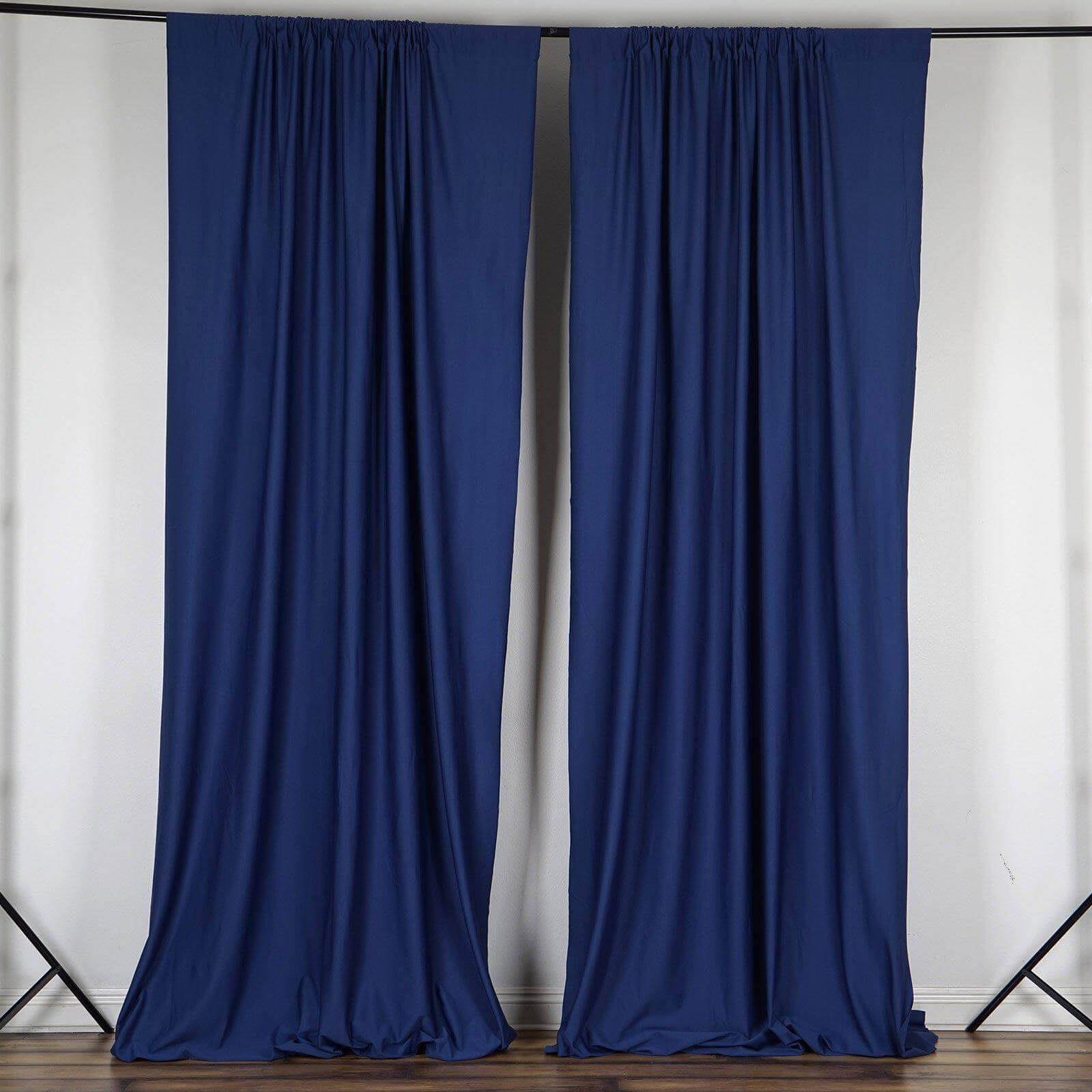 Hot Deal! 2 Pack Navy Blue 10ftx10ft Scuba Polyester Wrinkle-Free Flame Resistant Event Curtains with Rod Pockets