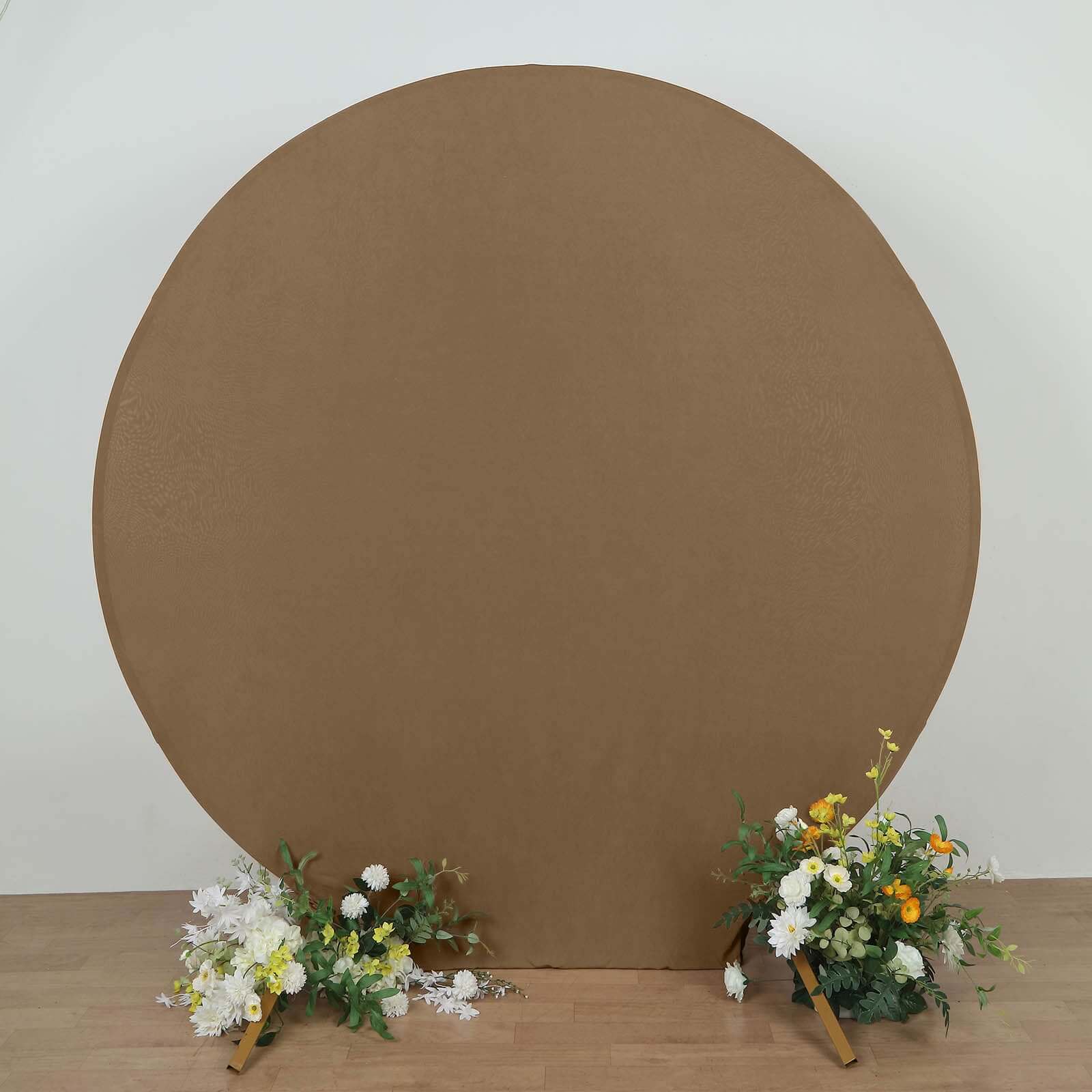 7.5ft Taupe Double-Sided Spandex Fit Cover for Party Backdrop Stand