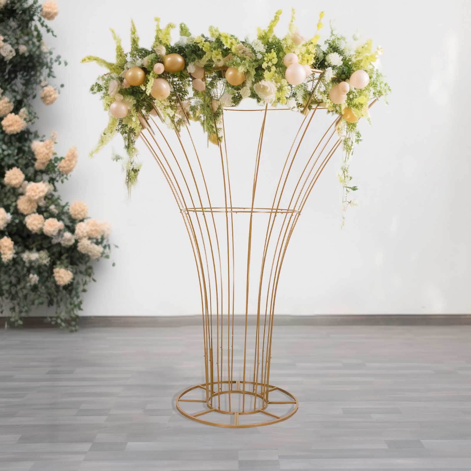 6.5ft Gold Blossom - Style Metal Floor Standing Wedding Floral Display Pedestal