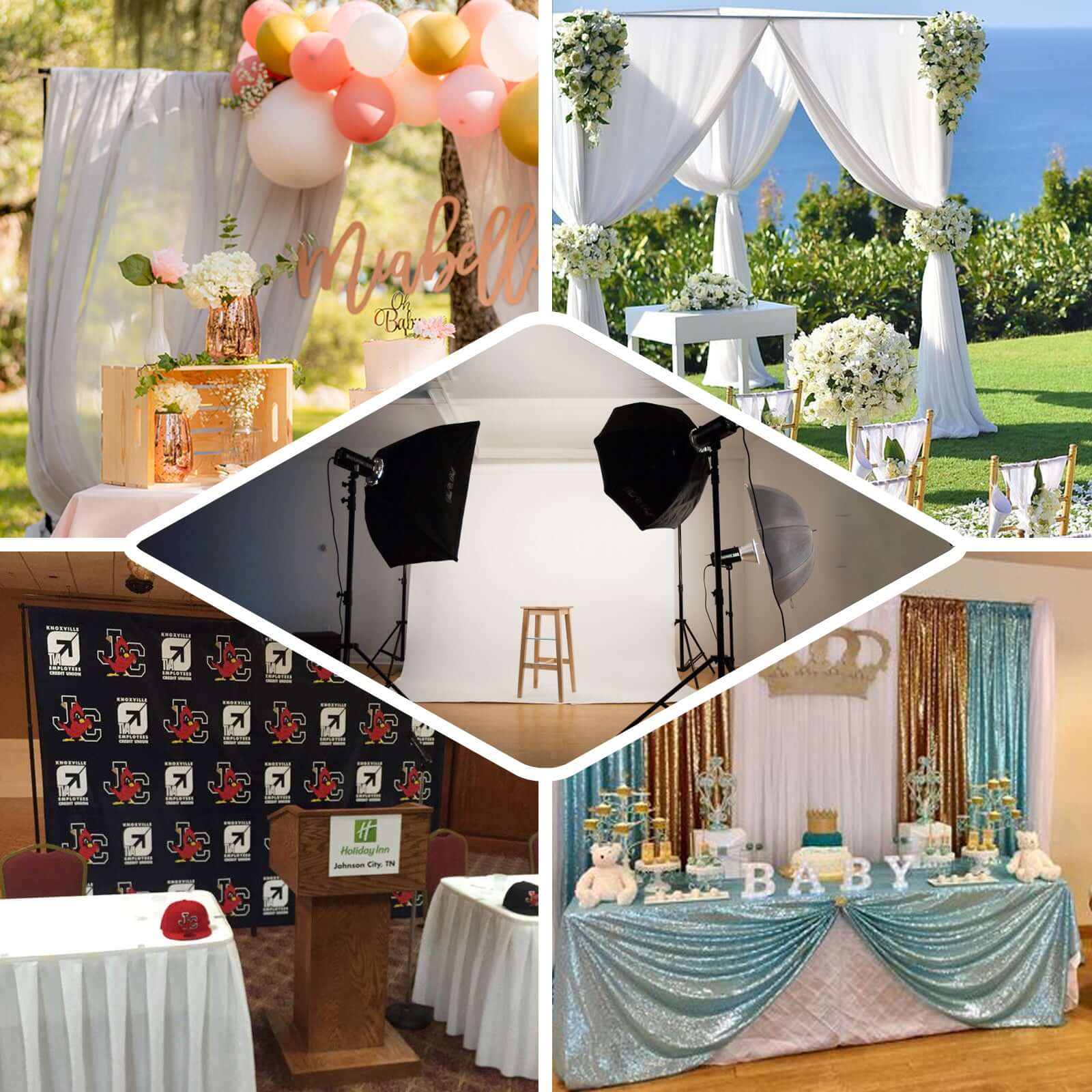 10ft Heavy-Duty Adjustable Metal DIY Portable Photo Backdrop Stand Set