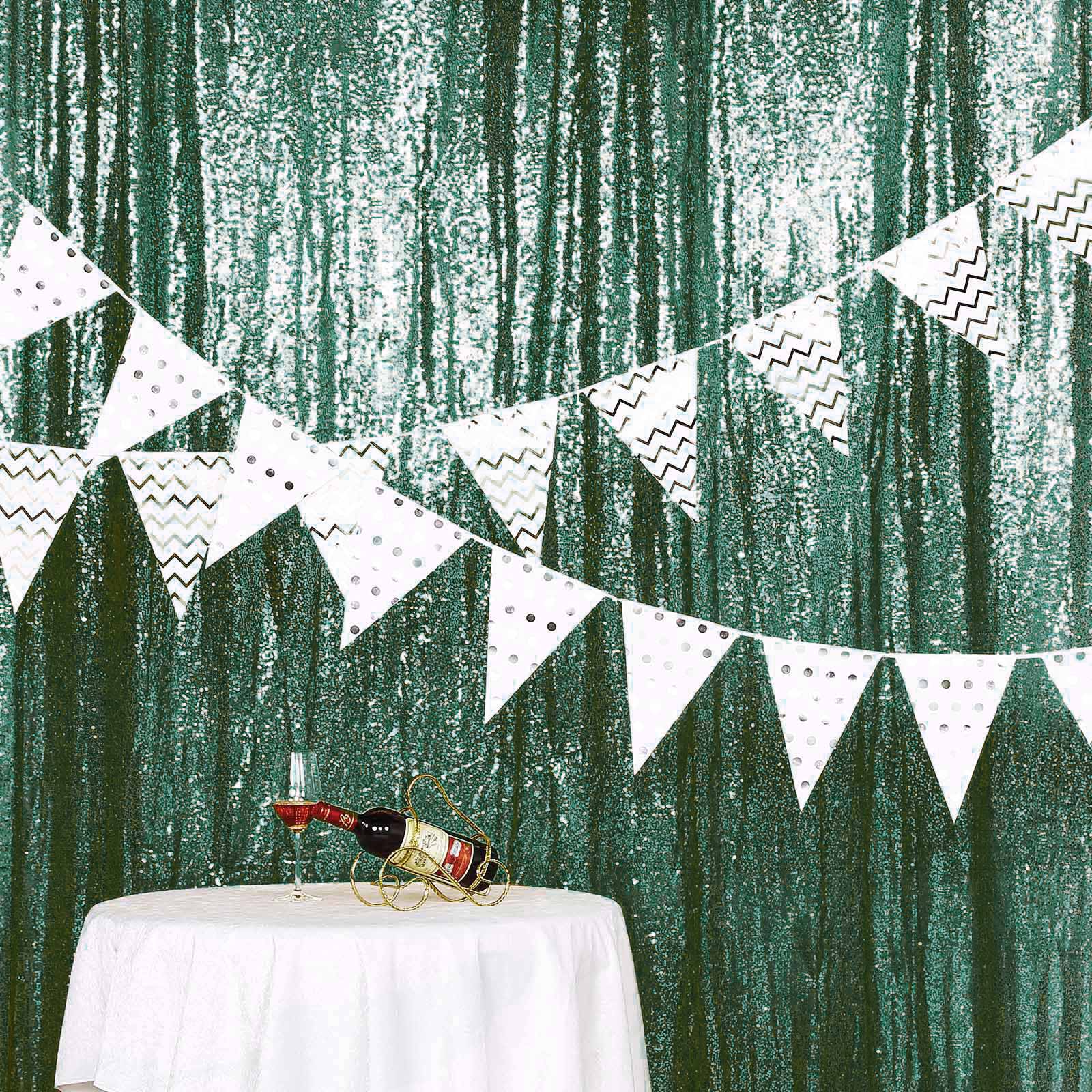 Hunter Emerald Green 8ftx8ft Sequin Event Curtain Drapes - Perfect Backdrop