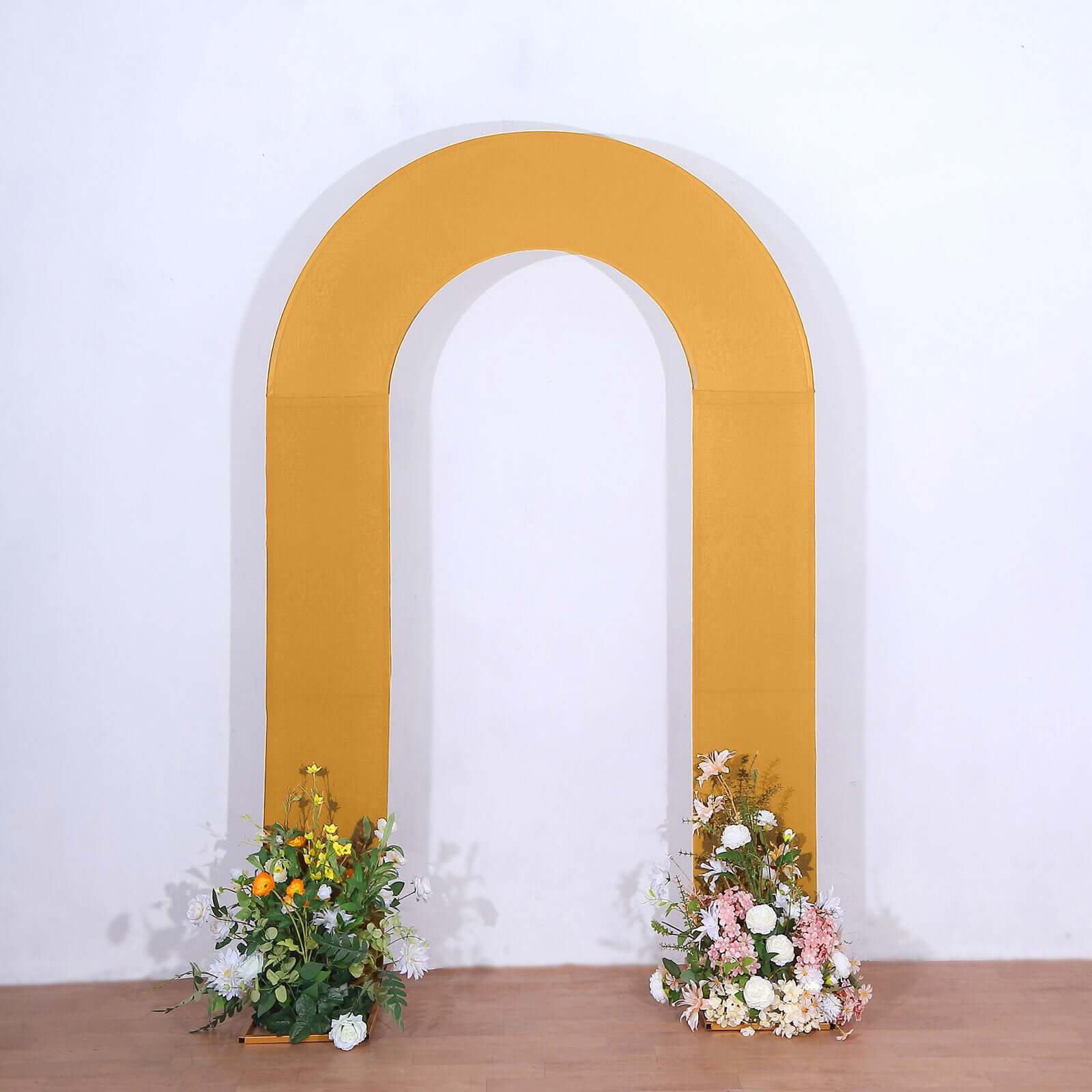 8ft Double-Sided Gold U-Shaped Spandex Fitted Slipcover for Wedding Arch