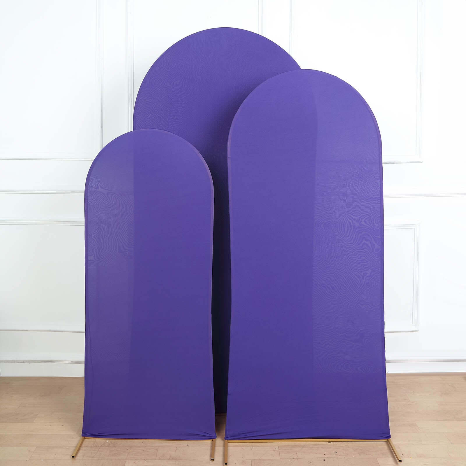 Hot! 3-Piece Matte Purple Spandex Fitted Covers for Round Top Chiara Wedding Arch (5ft, 6ft, 7ft)