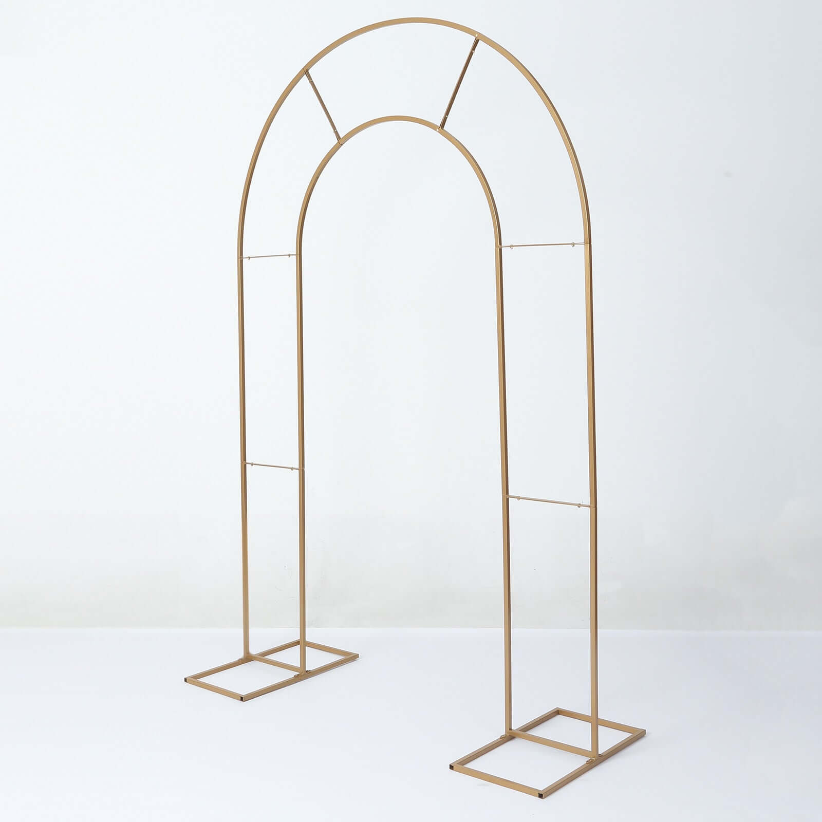 Hot Sale! 8ft Gold Metal Double Arch Wedding Arbor, Ideal for Ceremonies and Backdrops