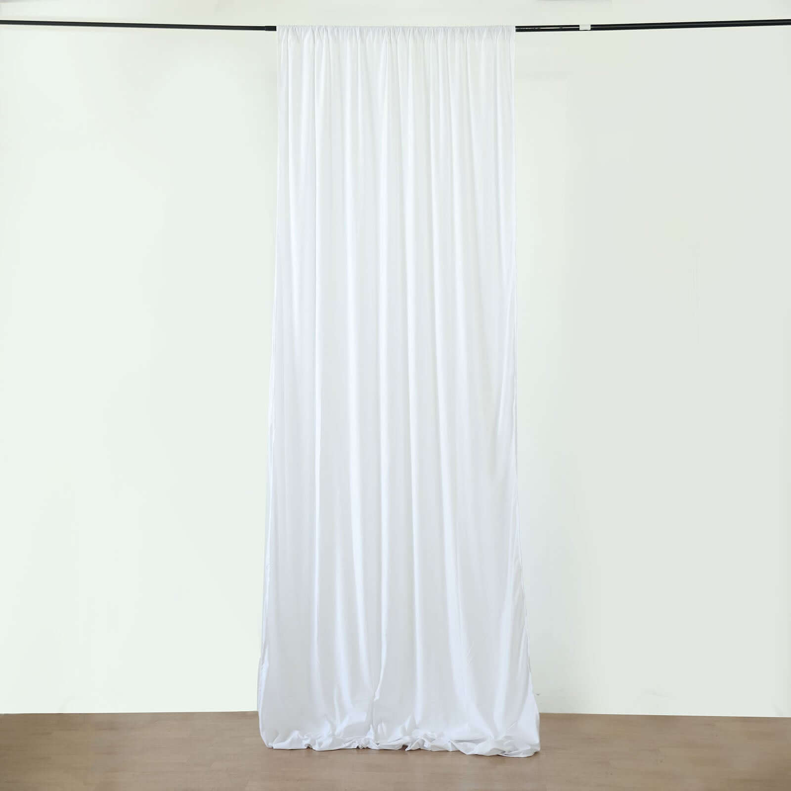 Commercial-Grade Fire-Retardant White Scuba Polyester Ceiling Drape Panel - 5ft x 40ft, Wrinkle-Free with Rod Pockets