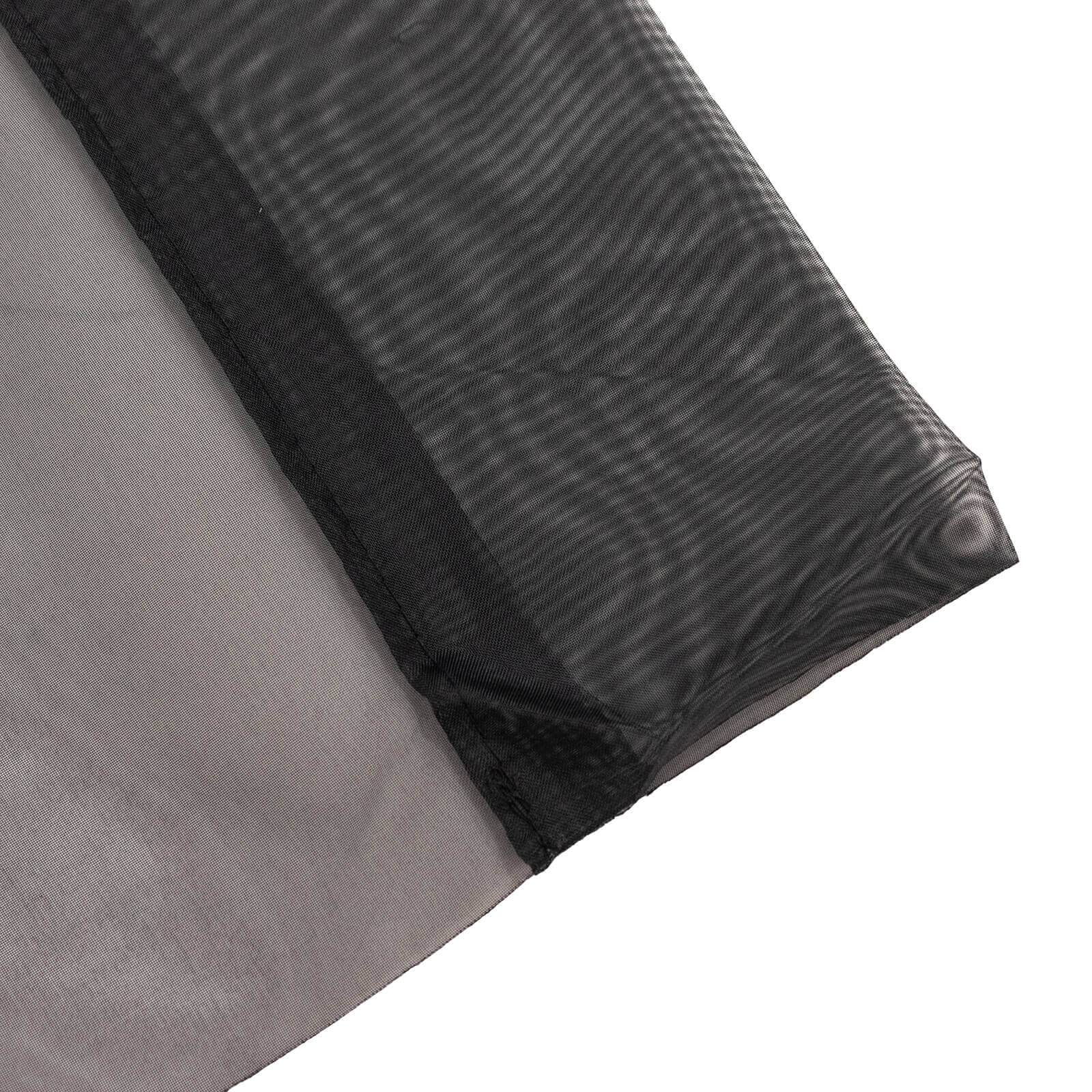 5ft x 32ft Durable Flame-Resistant Premium Black Chiffon Curtain Panel with Rod Pocket