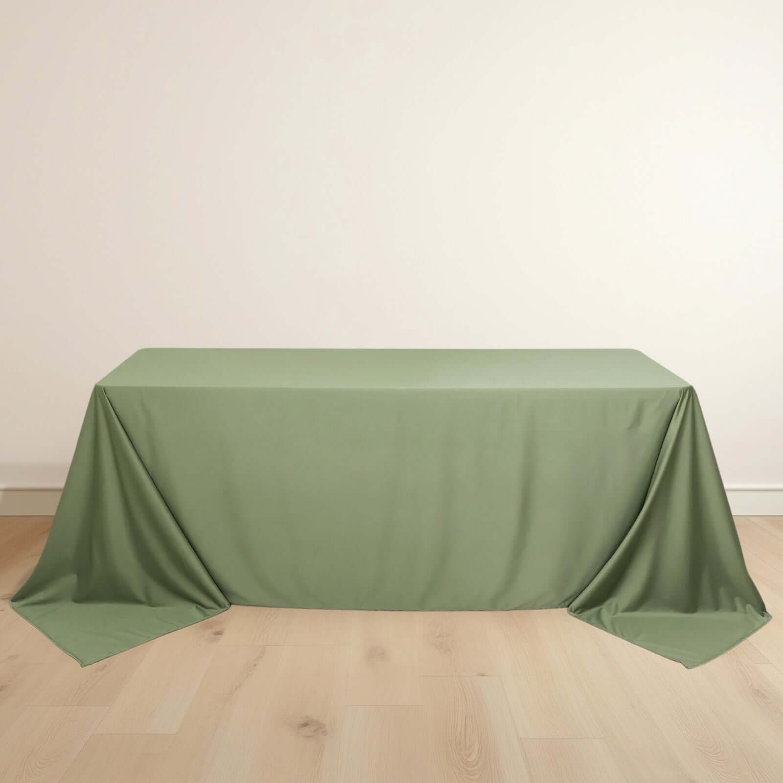 Wrinkle-Free, Stain-Resistant Dusty Sage Green Scuba Polyester 90x132 Rectangular Tablecloth