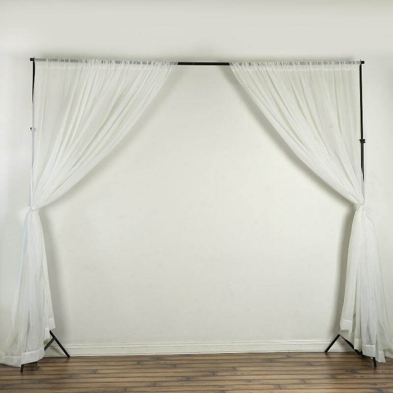 2-Pack Ivory Durable Flame-Resistant Chiffon Event Curtain Drapes, 10ftx10ft with Rod Pockets
