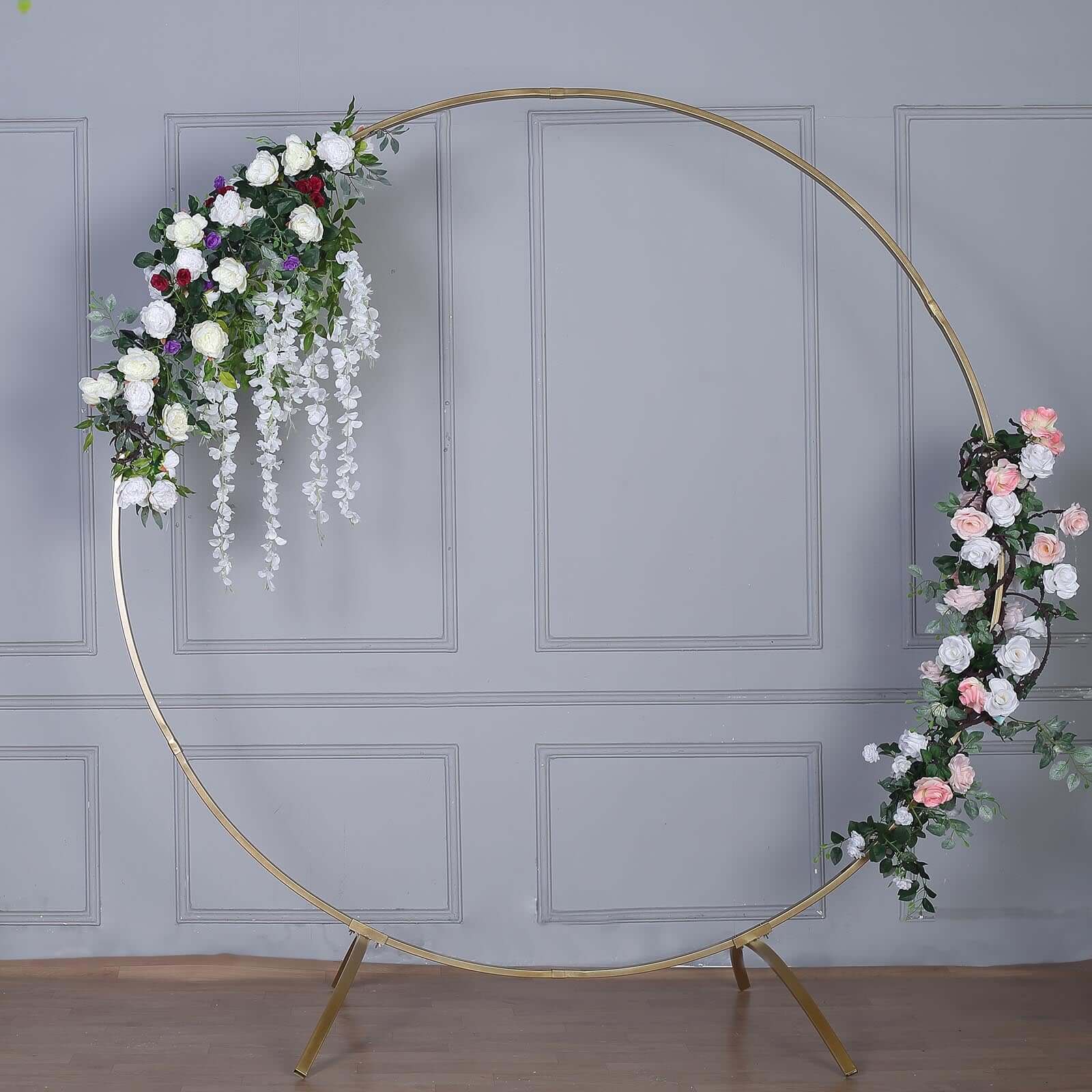 7.5ft Gold Heavy Duty Metal Round Wedding Arch Stand - Ideal for Photos