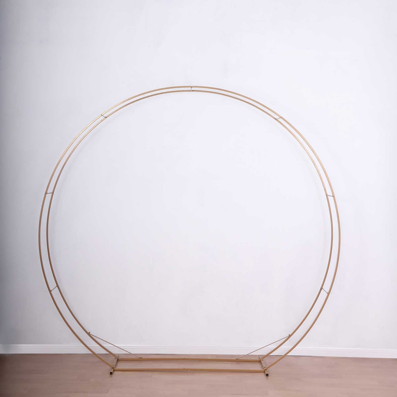 7.5ft Heavy Duty Gold Double Hoop Metal Wedding Arbor - Ideal for Floral & Balloon Decor