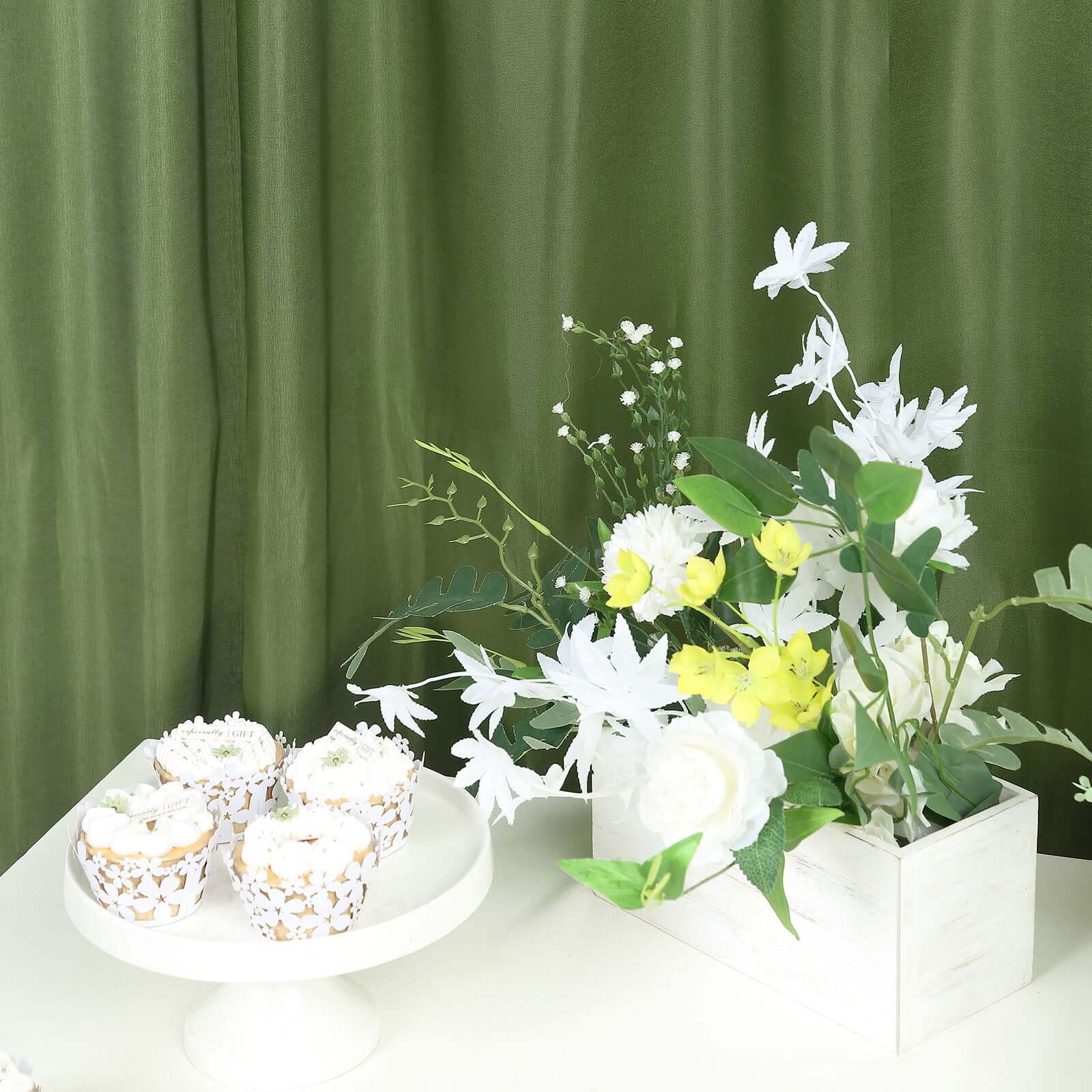8ft x 10ft Olive Green Satin Event Backdrop Drapes for Various Occasions