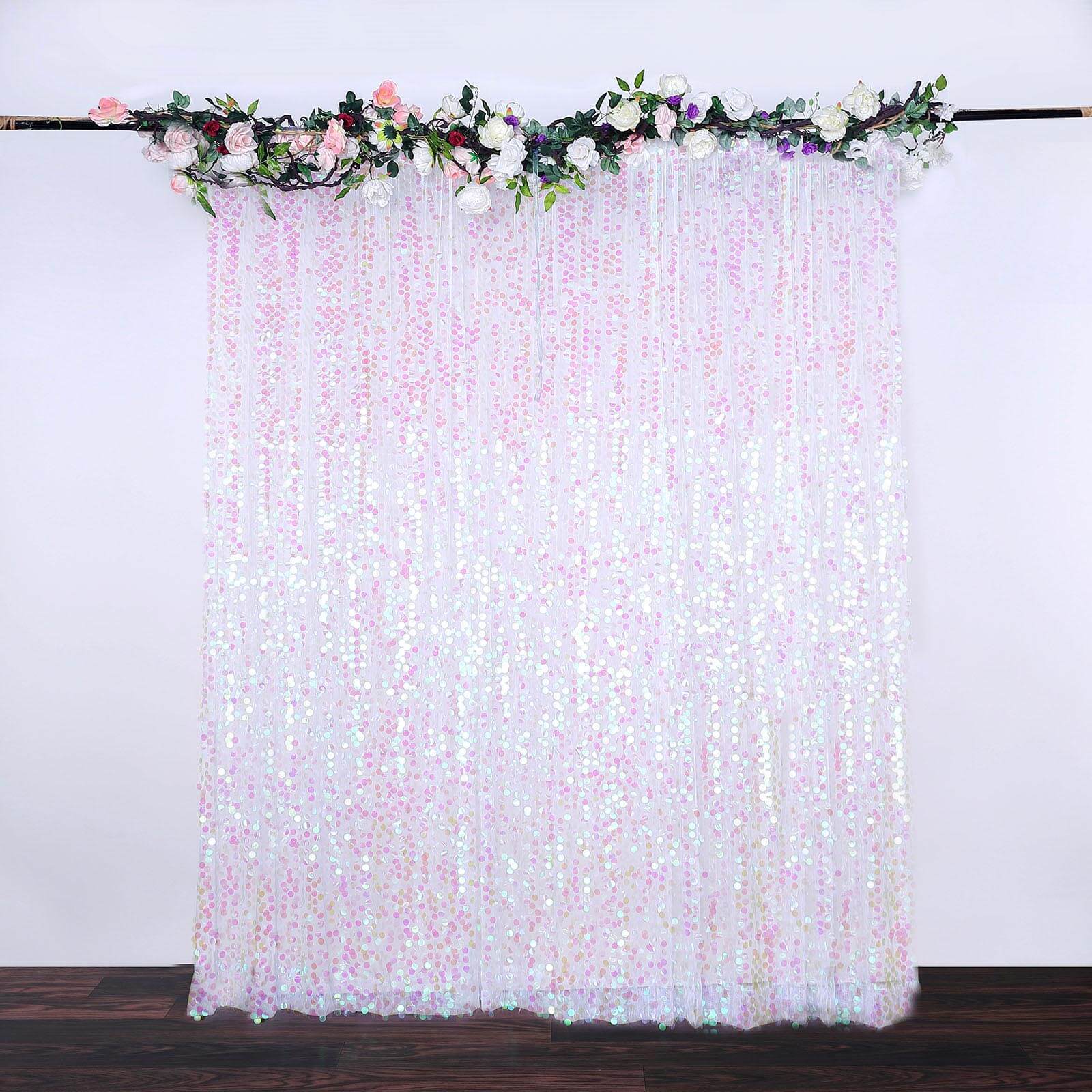 8ft by 8ft Iridescent Payette Big Sequin Event Drapes for Backdrop