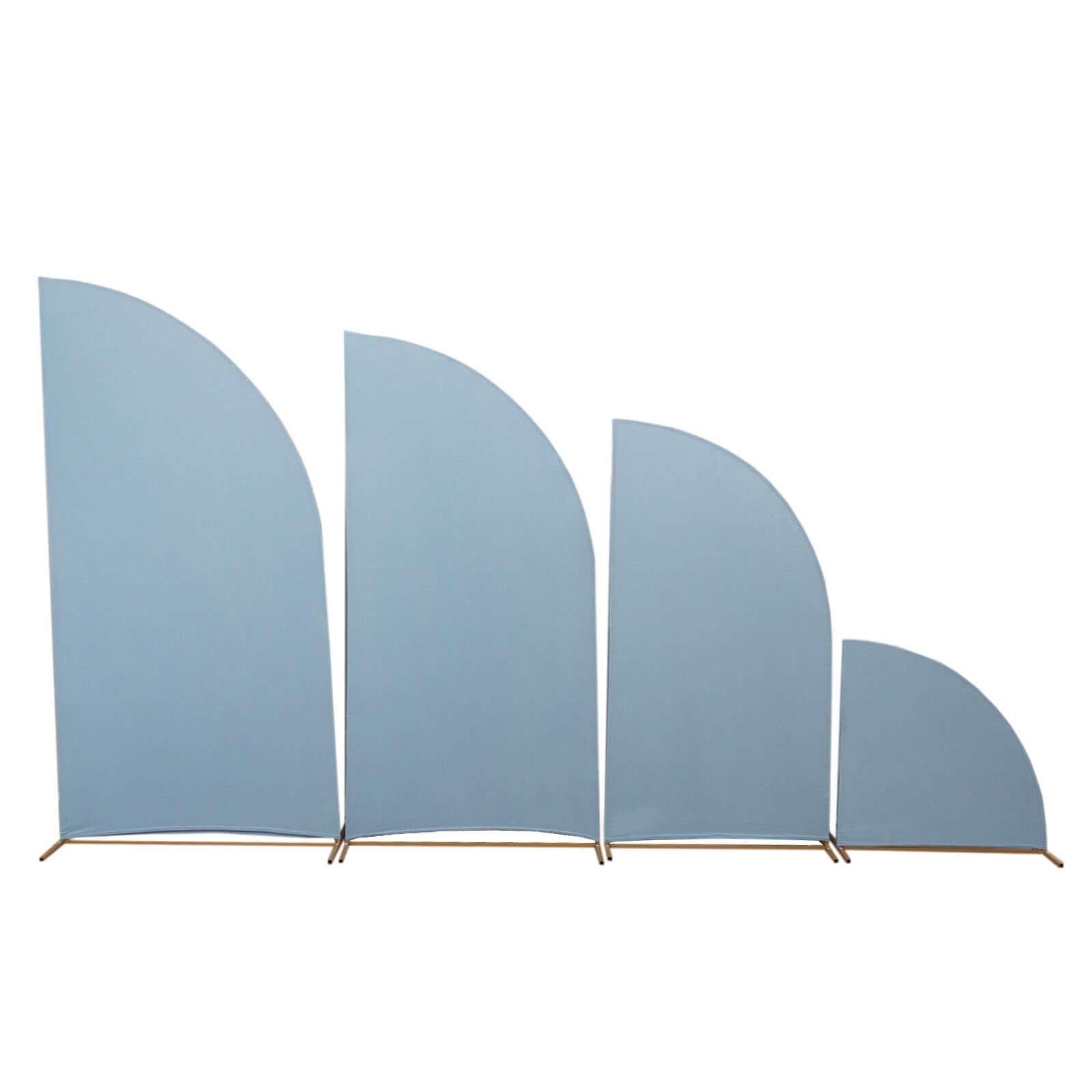 Customizable Set of 4 Matte Dusty Blue Spandex Half - Moon Wedding Arch Backdrop Covers in 4 Sizes