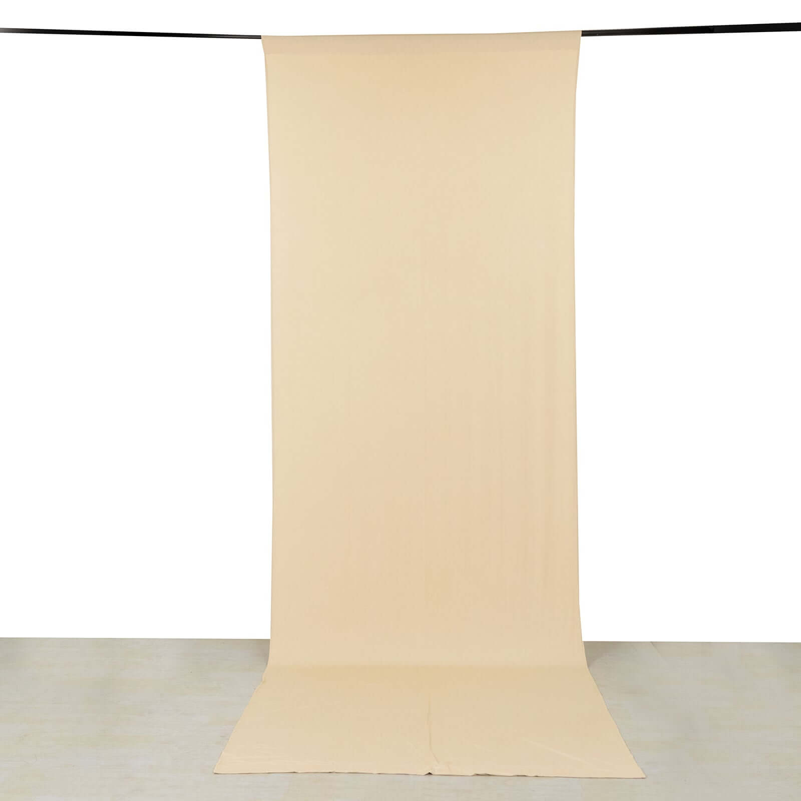 Beige Wrinkle-Free 4-Way Stretch Spandex Event Backdrop Curtain with Rod Pockets, 5ft x 14ft