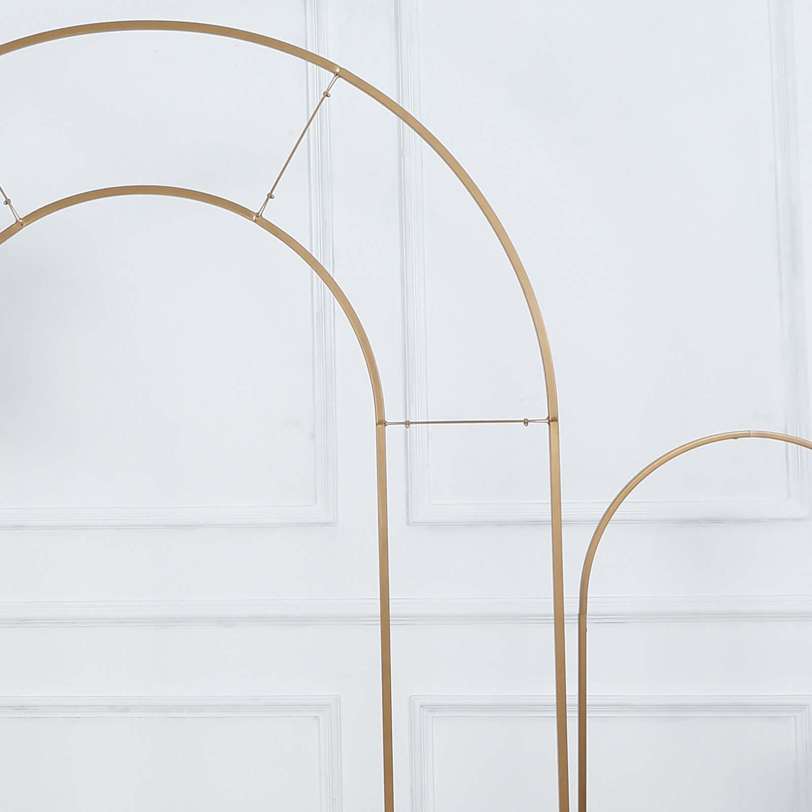 Hot Sale! 8ft Gold Metal Double Arch Wedding Arbor, Ideal for Ceremonies and Backdrops