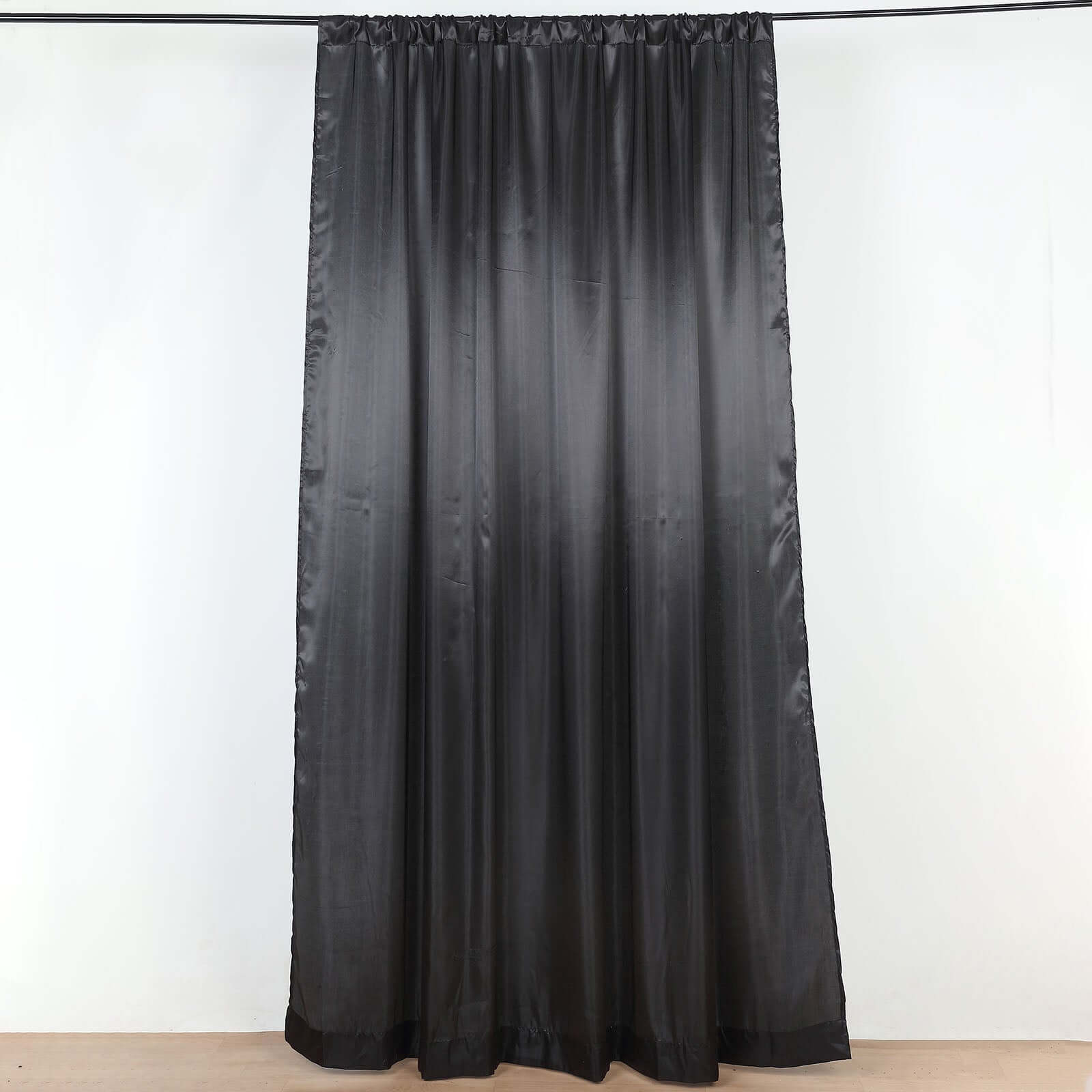 10ft x 8ft Black Satin Seamless Event Drapes for Backdrop Panels