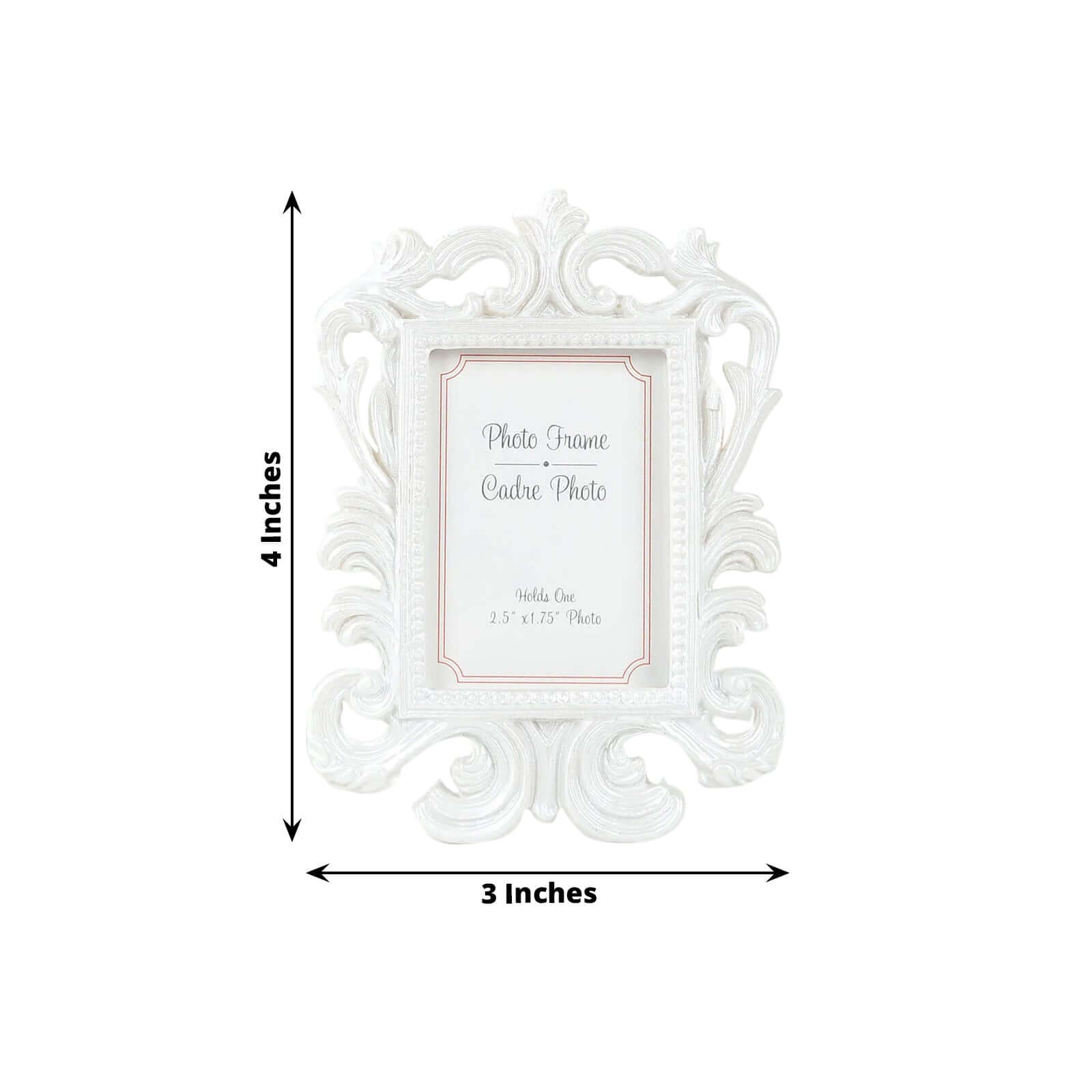 4-Pack White Resin Mini Rectangle Picture Frames with Vintage Baroque Design - Ideal for Weddings, Parties & More